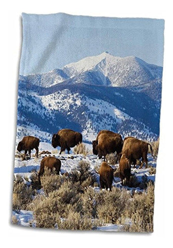 3dRose Toalla De Mano 3D Rose Bison Herd-Yellowstone National Park 0