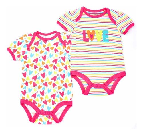 Nuby Set Baby Bodys X2 Short Sleeve Girl - 3 to 12 Months Love 1