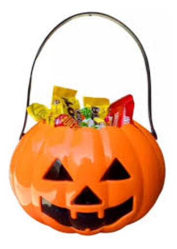 Calabaza Plastica Sin Tapa Halloween Caramelera Golosinas 1