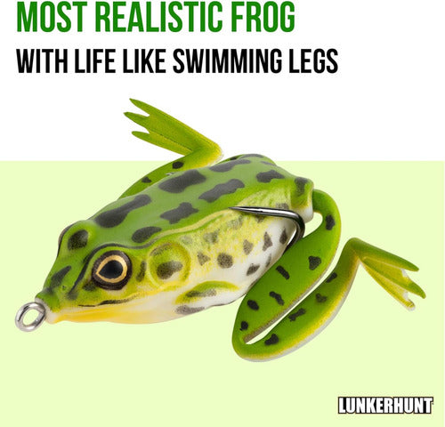 Lunkerhunt Lunker Frog - Freshwater Fishing Lure, Realistic Design, Green Tea 2