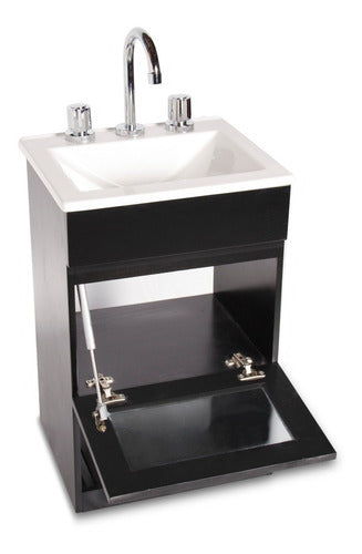 Wall-Hung Glossy Finish Vanity 40cm Sink 100% Marble Resin Faucet Set 5