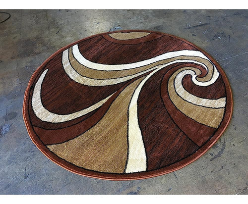 Bellagio Modern Round Contemporary Area Rug Brown Rust Desig 1