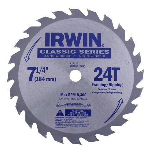 Irwin Widia Circular Saw Blade 7.¼ X 24D - Blister - Ynter 0