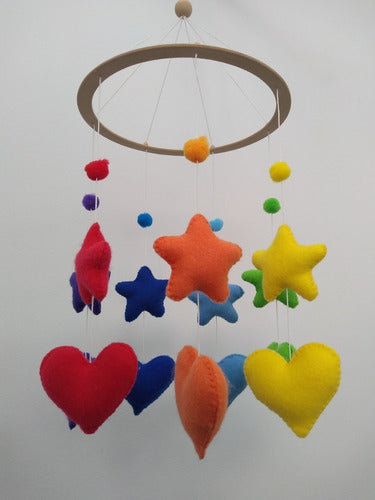 Nahuel Fulleda Montessori Baby Crib Mobile with Hearts and Stars - Handmade 1