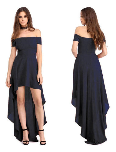 AbastoModa Modern Long Cocktail Party Dress with Long Train 2