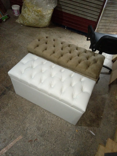 LIVINGZDC White Capitone Storage Bench 1m X 55cm High 0