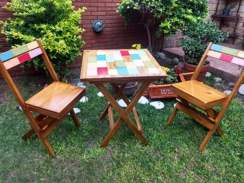 Vintage Folding Bar Table + 2 Folding Vintage Chairs 2