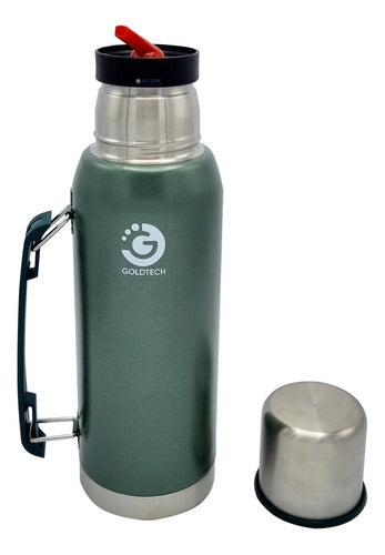 Goldtech Stainless Steel Thermos 1 Liter Mate with Lid and Handle 0