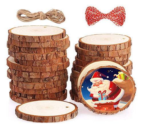 Navidad Rebanadas De Madera Natural Para Adornos De Navidad, 25 Pie 0