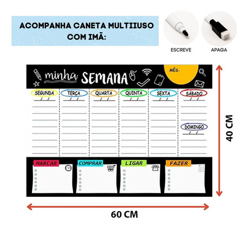 Quadro Organizador Mural Escolar Planejador Semanal 2