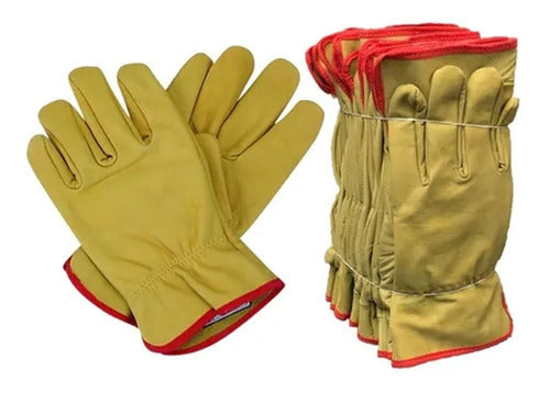 Borome Yellow Vaqueta Leather Half Walk Gloves Pack of 24 1