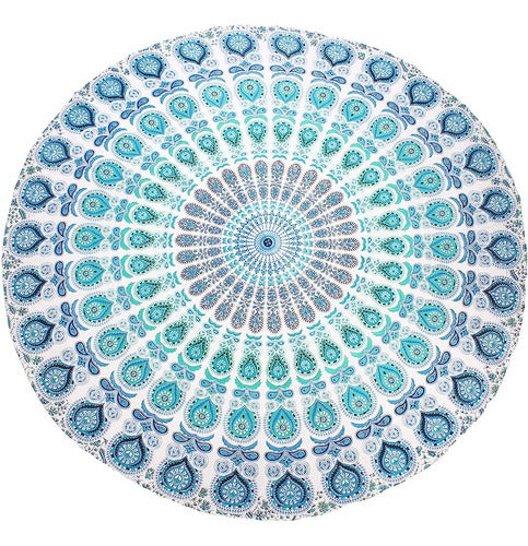 Raajsee Tapestry Wall Mandala (Blue White, Round 70 Inches) 0