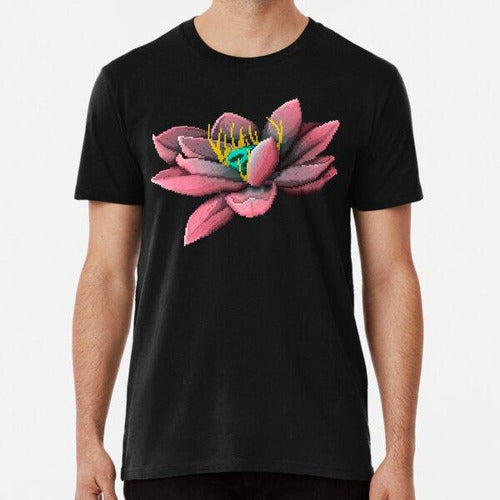 Lucky Twins Pixel Art-Lotus Flower Premium Cotton T-Shirt 0