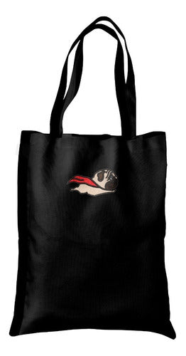 Queridos Terrícolas Pug Super Hero Tote Bag – Artisan Gabardine Embroidered 0