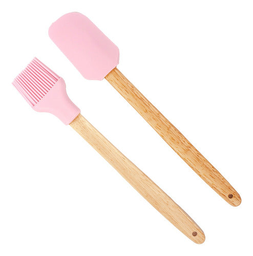 PAMPA DECO Silicone Spatula and Brush Set with Wood Handle for Baking 0