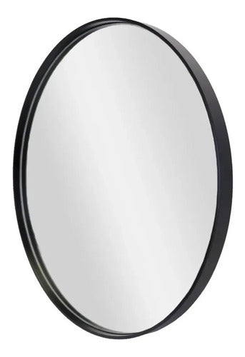 EspejarteDeco Round Circular Mirror 80 Cm Black and White Iron Frame 1