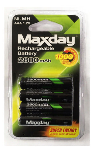 Maxday Rechargeable AAA Batteries Pack of 4 - 2800mAh 1