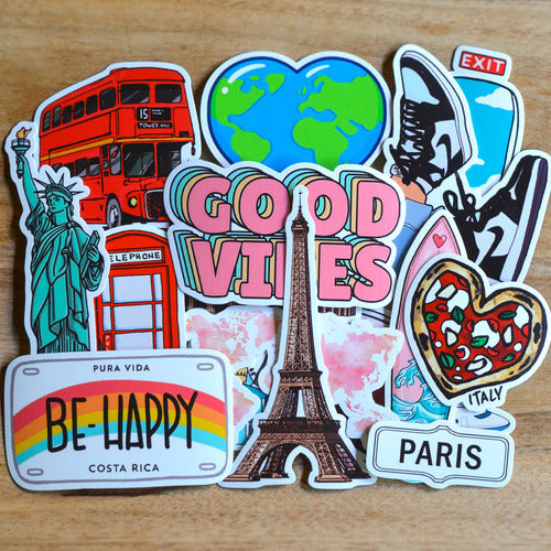 Stickers Calcos Viajes Viajeros Vinilo Resistentes Pack X33 1