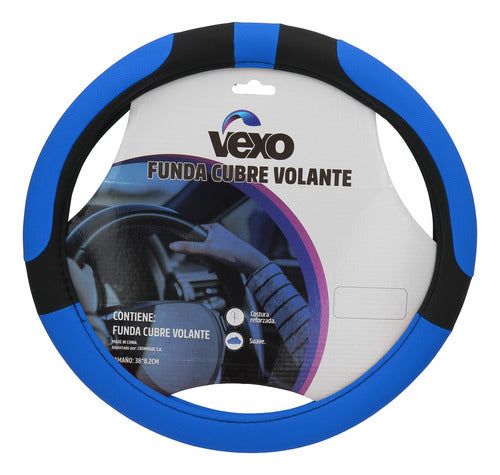 Vexo Luxury Steering Wheel Cover (38 cm) Black/Blue 0