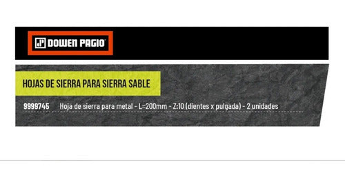 Hojas Sierra Sable Para Metal 200mm 10d Dowen Pagio 9999745 2