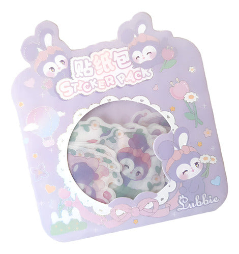 Set De 45 Stickers Washi Kawaii Lubbie Conejito Violeta 0