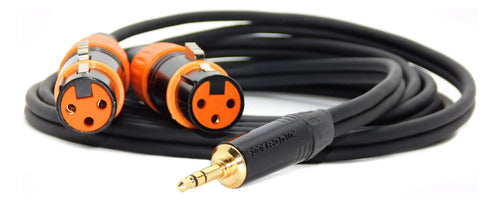 Audio Adapter Cable 3.5mm Stereo Plug to 2 Female Mono Canon XLR 0