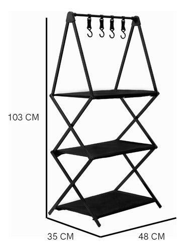 Generic Foldable Pot Support with Camping Hooks - Aluminum 3 Levels 1