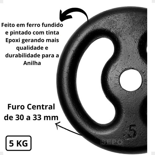 Anilha Par 5 Kg Cada Academia Exercício Musculação Treino 1