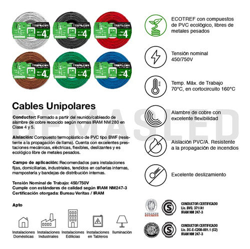 TREFILCON 4mm Single-core Standardized Cable Roll x 50 Meters 29