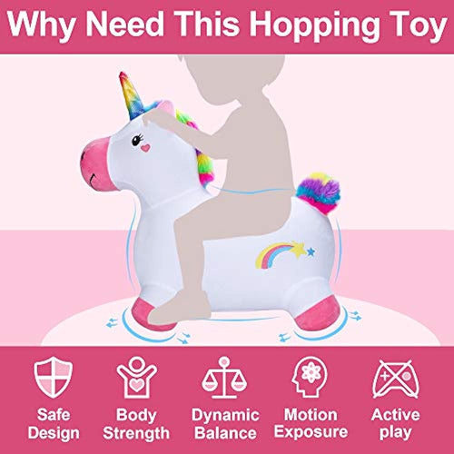 iPlay, iLearn Bouncy Pals Unicorn Hopping Horse Plush, Outdoor & Indoor Ride 1