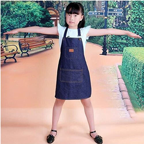 Lazynice Unisex Denim Apron with Pockets for Kids, Women, Men 0