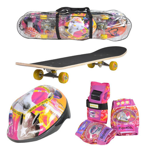 Skate Patineta Casco Rodillera Codera Muñequera Protec Bolso 0