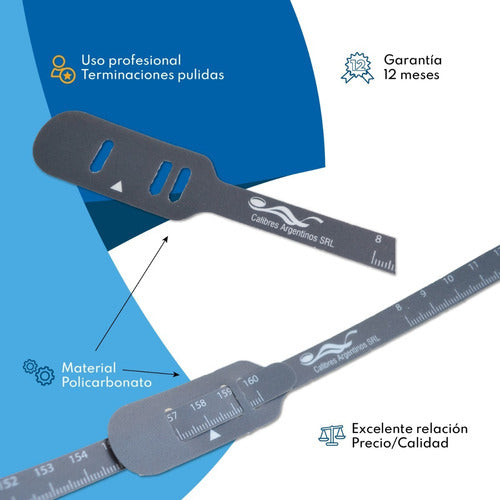 Calibres Argentinos Plicometro Medidor De Pliegues + Cinta Métrica Policarbonato 2