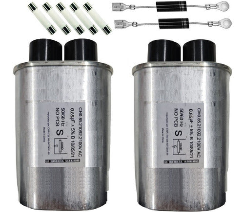 2 Capacitor Microondas 0,85uf + 2 Diodo + 5 Fusivel Kit 0