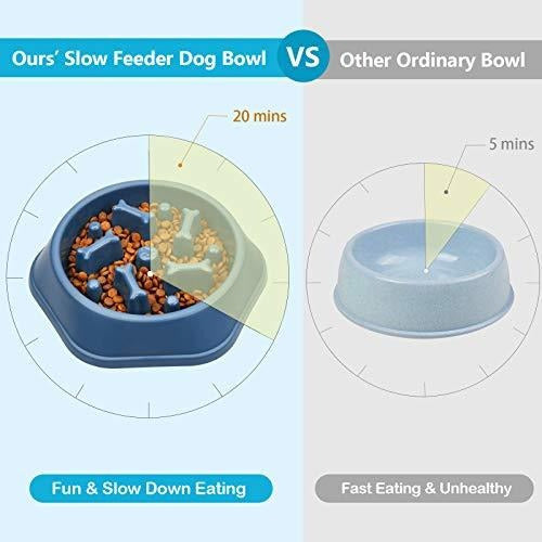 UPSKY Slow Feeder Dog Bowl - Blue Bone Pattern 4