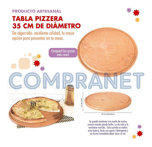 Compranet Wooden Pizza Board, 35cm - 11608 1