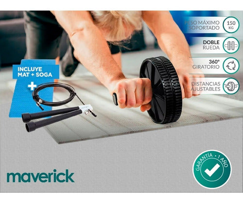 Maverick Abdominal Wheel Kit + Jump Rope Gym Fitness Flamingo 1