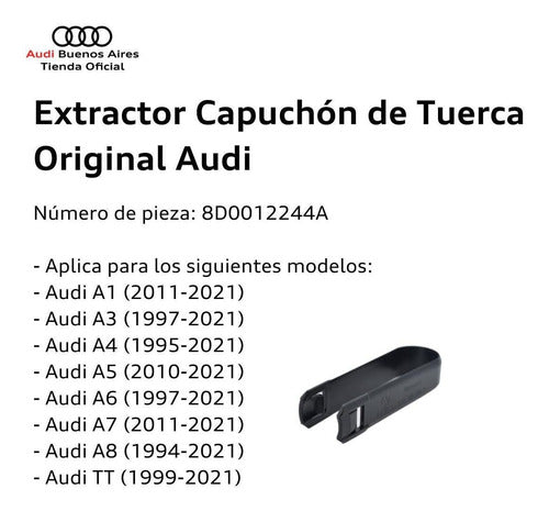 Audi Capuchón Extractor Hook for A3 Sportback 2005 to 2021 1