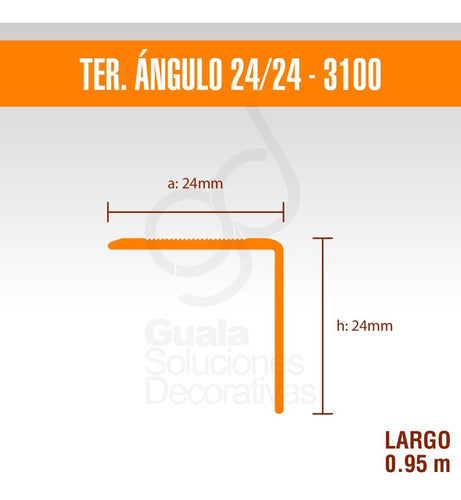 Varilla Angulo Aluminio Piso Flotante 24x24 95cm 3101 Pqfl 1