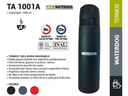 Waterdog Thermos 1 Liter Stainless Steel Bullet Type Colors 2