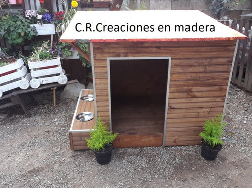 C.R.Creaciones En Madera Large Dog Kennel With Feeder 7