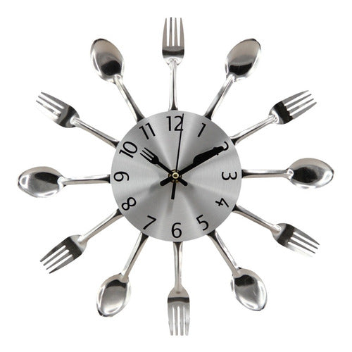 Reloj De Pared Cubiertos De Plata 32cm 0