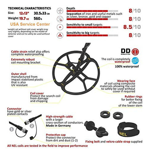 NEL Search Coils Tornado 12 X 13 DD Search Coil for Quest Q20, Q40 2