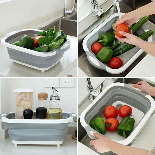 Escurridor Lavado Verduras + Tabla Picar 2en1 Contraible T20 4