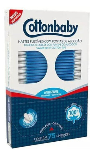 Kit C/ 8 Cotonete Hastes Flexíveis De Algodão Cottonbaby 1