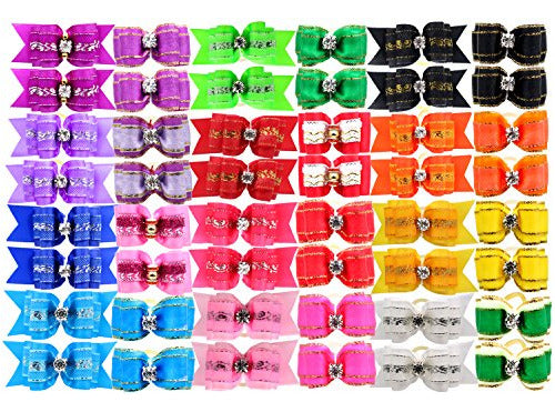 Yoy 48pcs 24 Pairs Adorable Grosgrain Ribbons for Pets 0