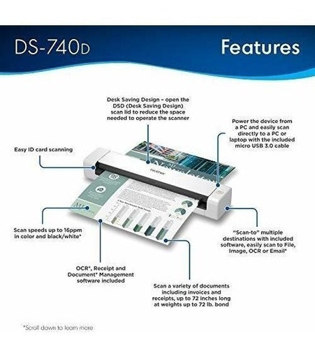 Brother DS-740D Duplex Portable Document Scanner 2