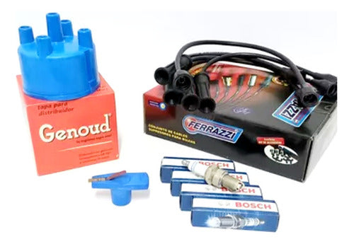 Ferrazzi Cable + 4 Spark Plugs + Distributor Cap + Rotor Dodge 1500 0