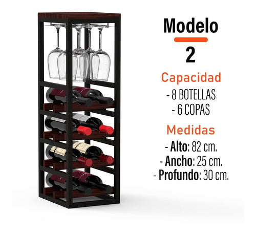 Winery Wine Rack Cellar (8 Bottles and 6 Glasses) 3
