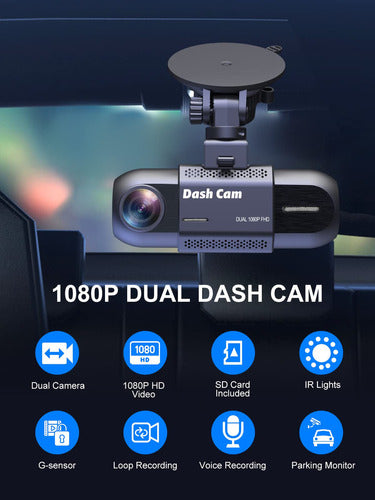 DKK Dual Dashboard Camera 1080p, Front and Interior Camera 1